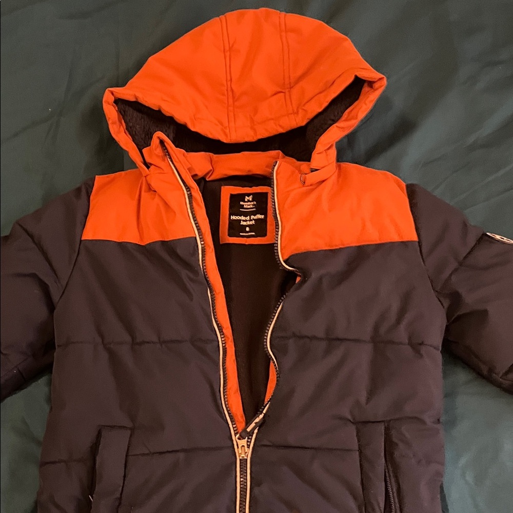 Children's Orange and Black Puffer Jacket